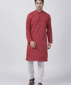 Vastramay Buy 1 Get 1 Men's Maroon Pure Cotton Kurta And Pyjama Set
