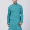 VASTRAMAY Men's Aqua Blue Pure Cotton Kurta Buy 1 Get 1