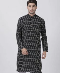 Vastramay Men's Black Pure Cotton Kurta