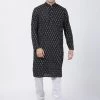 Vastramay Men's Black Pure Cotton Kurta And Pyjama Set