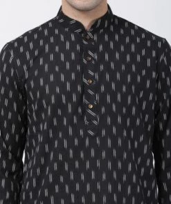 Vastramay Men's Black Pure Cotton Kurta And Pyjama Set