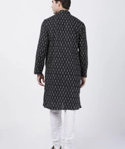 Vastramay Men's Black Pure Cotton Kurta And Pyjama Set