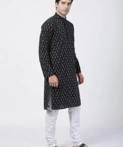 Vastramay Men's Black Pure Cotton Kurta And Pyjama Set