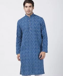 Vastramay Men's Blue Pure Cotton Kurta