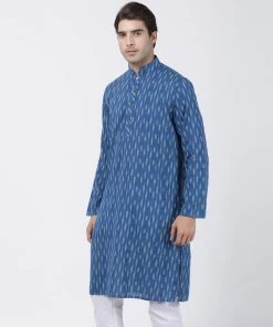 Vastramay Men's Blue Pure Cotton Kurta