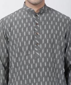 Vastramay Men's Grey Pure Cotton Kurta 10 Vastramay Men's Grey Pure Cotton Kurta