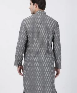 Vastramay Men's Grey Pure Cotton Kurta 11 Vastramay Men's Grey Pure Cotton Kurta
