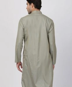 Vastramay Men's Light Green Cotton Kurta