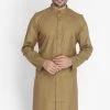 Vastramay Men's Brown Cotton Kurta