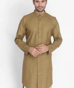 Vastramay Men's Brown Cotton Kurta