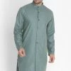 Vastramay Men's Green Cotton Kurta