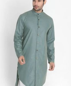 Vastramay Men's Green Cotton Kurta