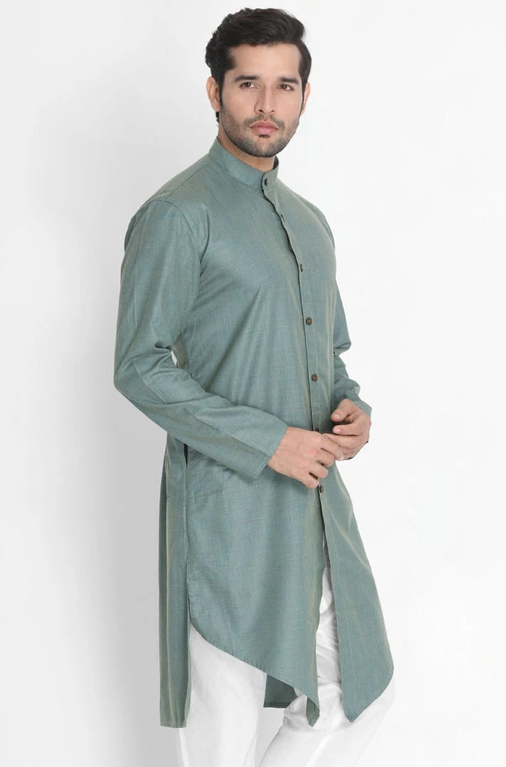 Vastramay Men's Green Cotton Kurta 4 Vastramay Men's Green Cotton Kurta