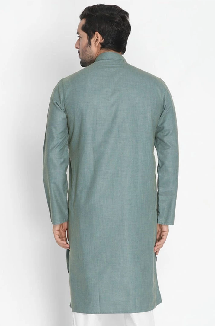 Vastramay Men's Green Cotton Kurta 6 Vastramay Men's Green Cotton Kurta