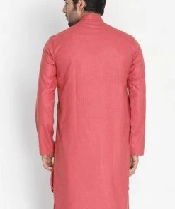 Vastramay Men's Pink Cotton Kurta