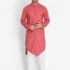 Vastramay Men's Pink Cotton Blend Kurta And Pyjama Set