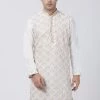 Vastramay Men's White Cotton Silk Blend Kurta Buy 1 Get 1
