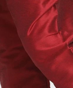 Vastramay Men's Red Cotton Silk Blend Kurta And Pyjama Set