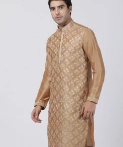 Vastramay Buy 1 Get 1 Men's Gold Cotton Silk Blend Kurta