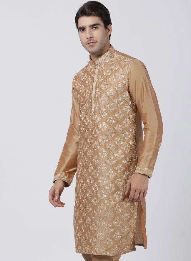Vastramay Buy 1 Get 1 Men's Gold Cotton Silk Blend Kurta 4 Vastramay Buy 1 Get 1 Men's Gold Cotton Silk Blend Kurta