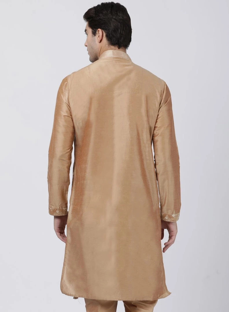 Vastramay Buy 1 Get 1 Men's Gold Cotton Silk Blend Kurta 6 Vastramay Buy 1 Get 1 Men's Gold Cotton Silk Blend Kurta