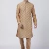 Vastramay Kurta Sets Men's Gold Cotton Silk Blend Kurta And Pyjama Set