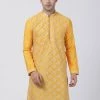 Vastramay Buy 1 Get 1 Men's Yellow Cotton Silk Blend Kurta