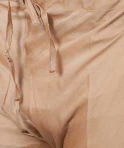 Vastramay Men's Yellow Cotton Silk Blend Kurta And Churidar Set