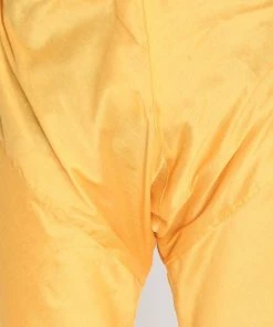 Vastramay Buy 1 Get 1 Men's Yellow Cotton Silk Blend Kurta And Churidar Set