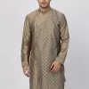 Vastramay Men's Copper-toned Cotton Silk Blend Kurta