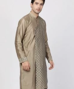 Vastramay Men's Copper-toned Cotton Silk Blend Kurta