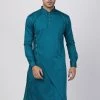 Vastramay Men's Blue Cotton Blend Kurta