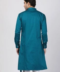 Vastramay Men's Blue Cotton Blend Kurta
