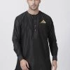 Vastramay Men's Black Cotton Blend Kurta