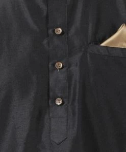 Vastramay Men's Black Cotton Blend Kurta And Dhoti Pant Set Kurta Sets