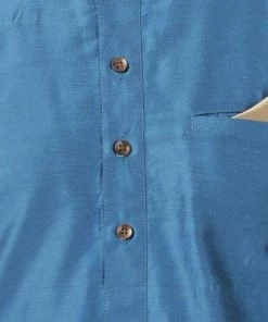 Vastramay Men's Dark Blue Cotton Blend Kurta 10 Vastramay Men's Dark Blue Cotton Blend Kurta
