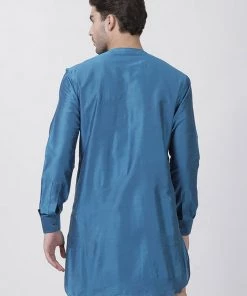 Vastramay Men's Dark Blue Cotton Blend Kurta 11 Vastramay Men's Dark Blue Cotton Blend Kurta