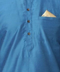 Vastramay Kurta Sets Men's Dark Blue Cotton Silk Blend Kurta And Churidar Set 10 Vastramay Kurta Sets Men's Dark Blue Cotton Silk Blend Kurta And Churidar Set