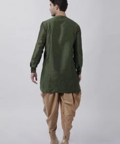 Vastramay Men's Green Cotton Blend Kurta And Dhoti Pant Set 11 Vastramay Men's Green Cotton Blend Kurta And Dhoti Pant Set