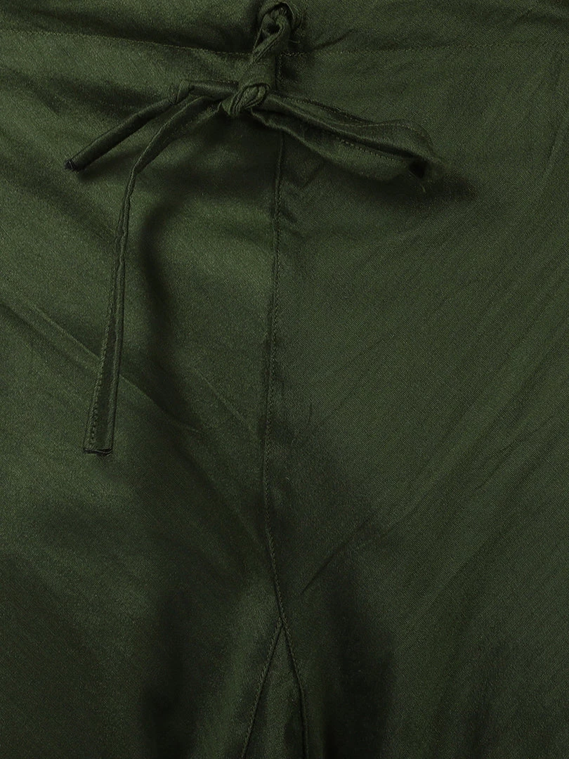 Vastramay Men's Green Cotton Blend Kurta And Churidar Set 7 Vastramay Men's Green Cotton Blend Kurta And Churidar Set