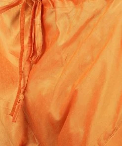 Vastramay Men's Orange Cotton Blend Kurta And Churidar Set