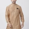 Vastramay Men's Gold Cotton Blend Kurta