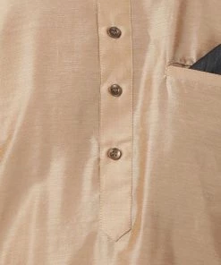 Vastramay Men's Gold Cotton Blend Kurta