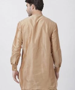 Vastramay Men's Gold Cotton Blend Kurta