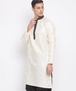 Vastramay Men's Gold Silk Blend Kurta
