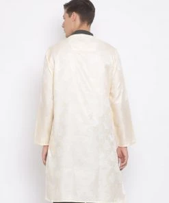 Vastramay Men's Gold Silk Blend Kurta