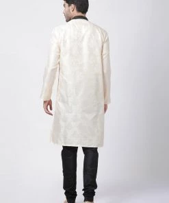 Vastramay Men's Gold Cotton Silk Blend Kurta And Pyjama Set