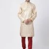 Vastramay Men's Gold Cotton Silk Blend Kurta And Churidar Set Buy 1 Get 1