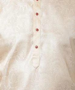 Vastramay Men's Gold Cotton Silk Blend Kurta And Churidar Set Buy 1 Get 1