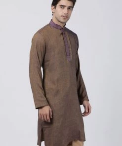 Vastramay Buy 1 Get 1 Men's Brown Cotton Blend Kurta